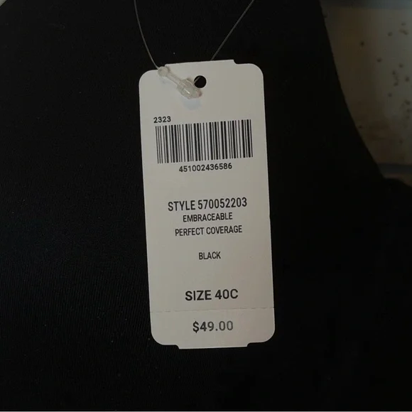 Soma Embraceable Perfect Coverage Black Bra 40C NWT underwire style 570052203 - Picture 9 of 9